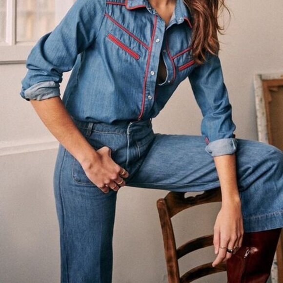 Sezane Juno Denim Cropped Jeans, Sz 38/6, BNWT - Picture 4 of 8